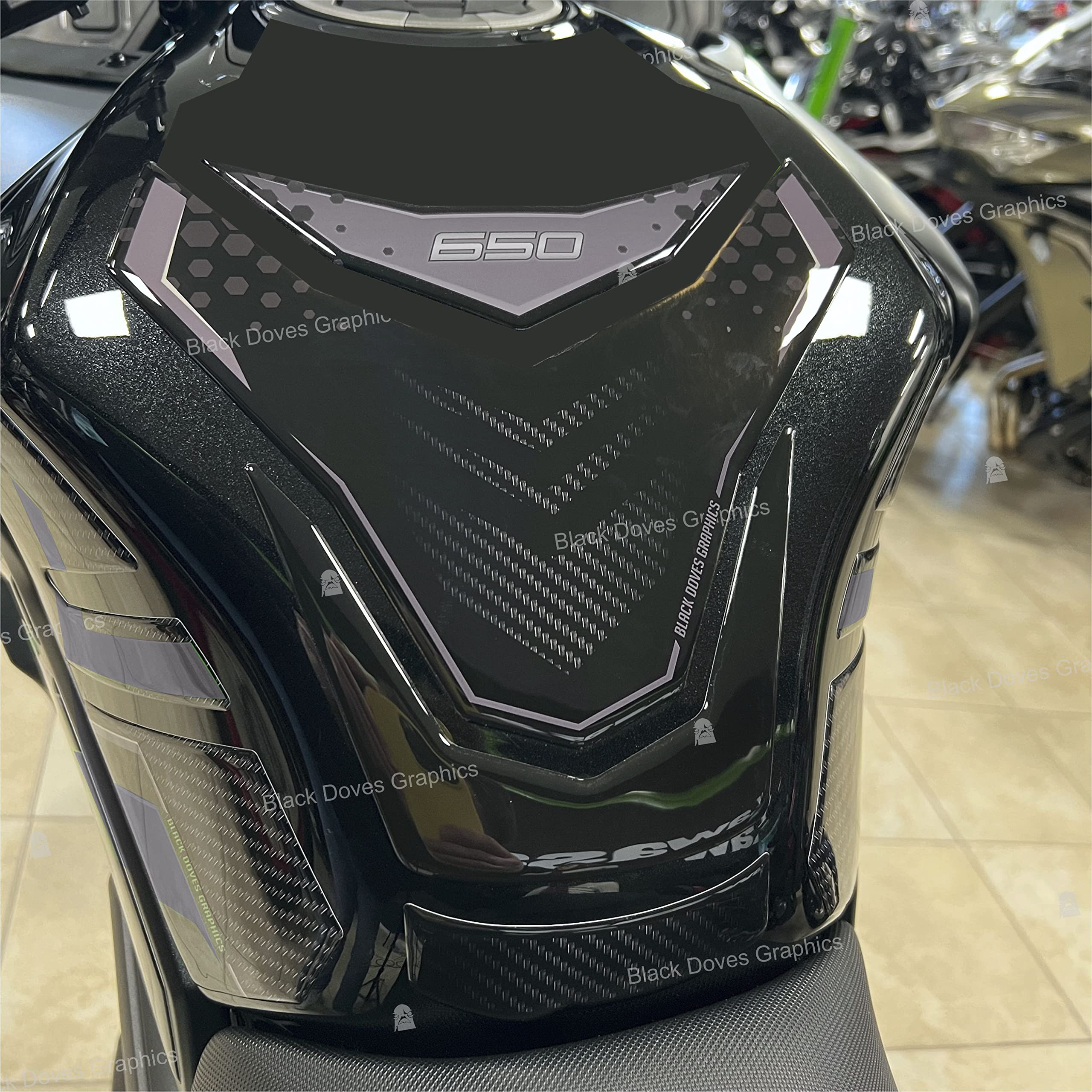 Autocollants 3D Kawasaki Autocollants Résine 3D Versys 1100 SE 2025 Gris Graphite Protection Garde-boue Kawasaki