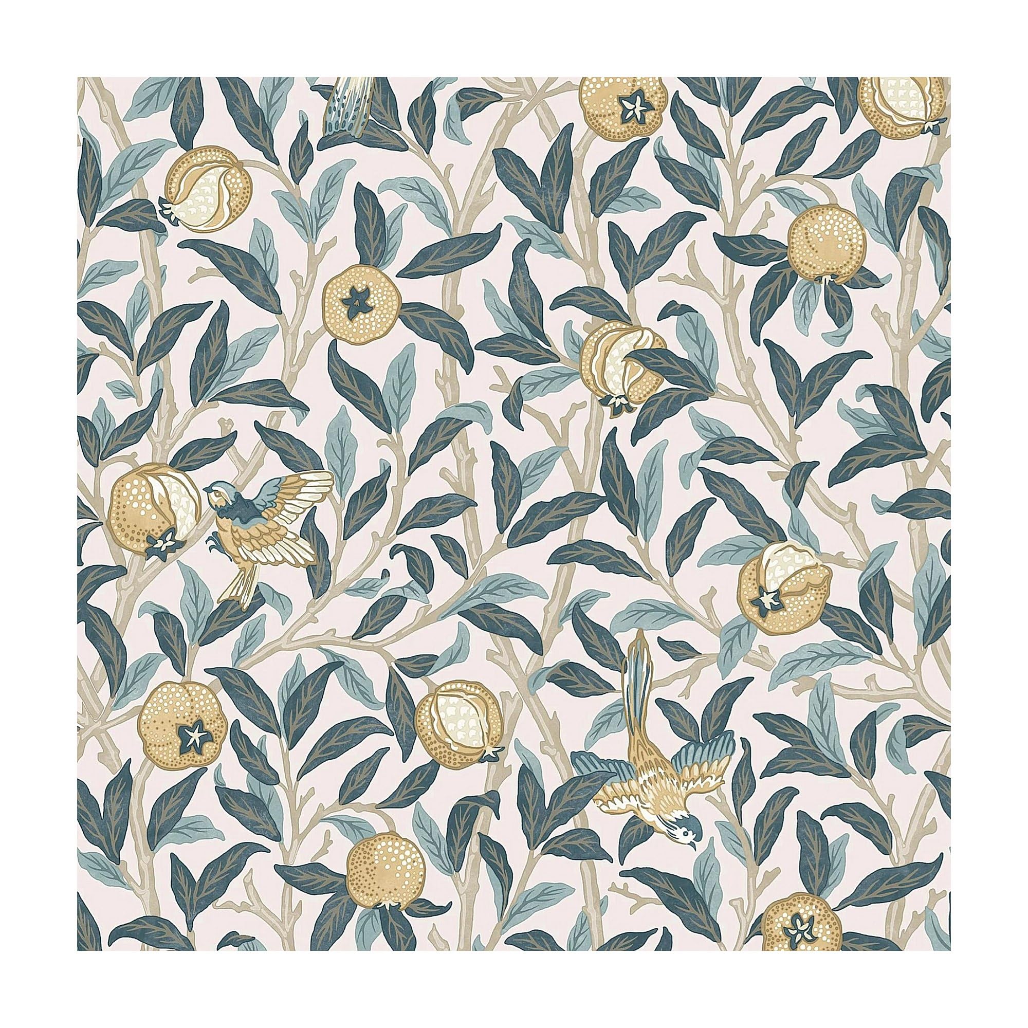 Graham & Brown Blue William Morris At Home Bird & Pomegranate Cloudy S Wallpaper | Paste The Wall | Animals | Eco-Friendly