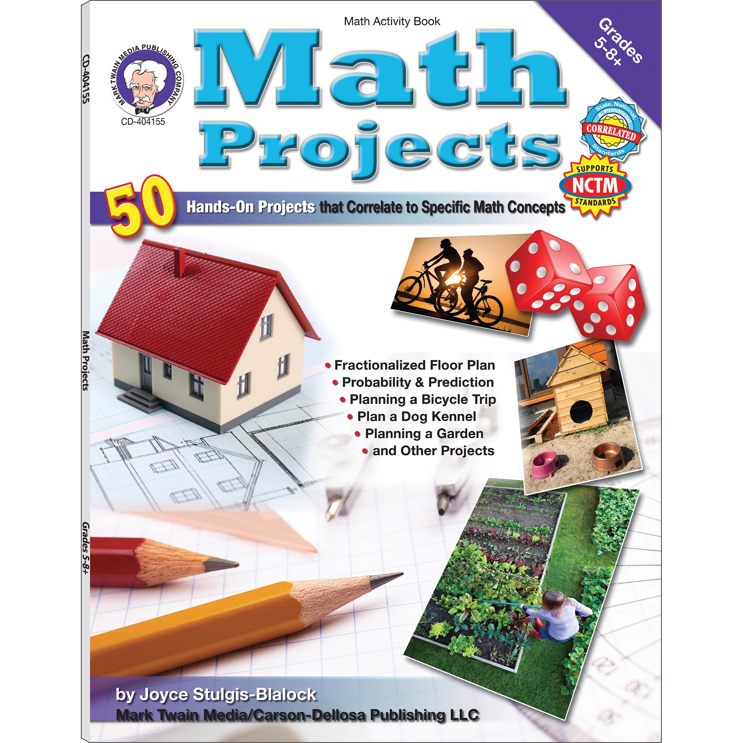 Mark Twain Math Projects Activity Book, Puzzles and Hands-On Geometry, Fractions, Ratio, Algebra, and More Mathematics Activities for Kids Grades 5 and Up