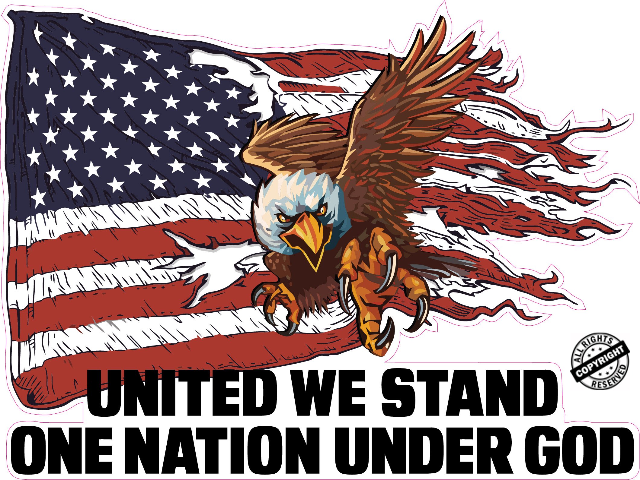 Nostalgia Decals Super Store United We Stand One Nation Under God Decal 6"