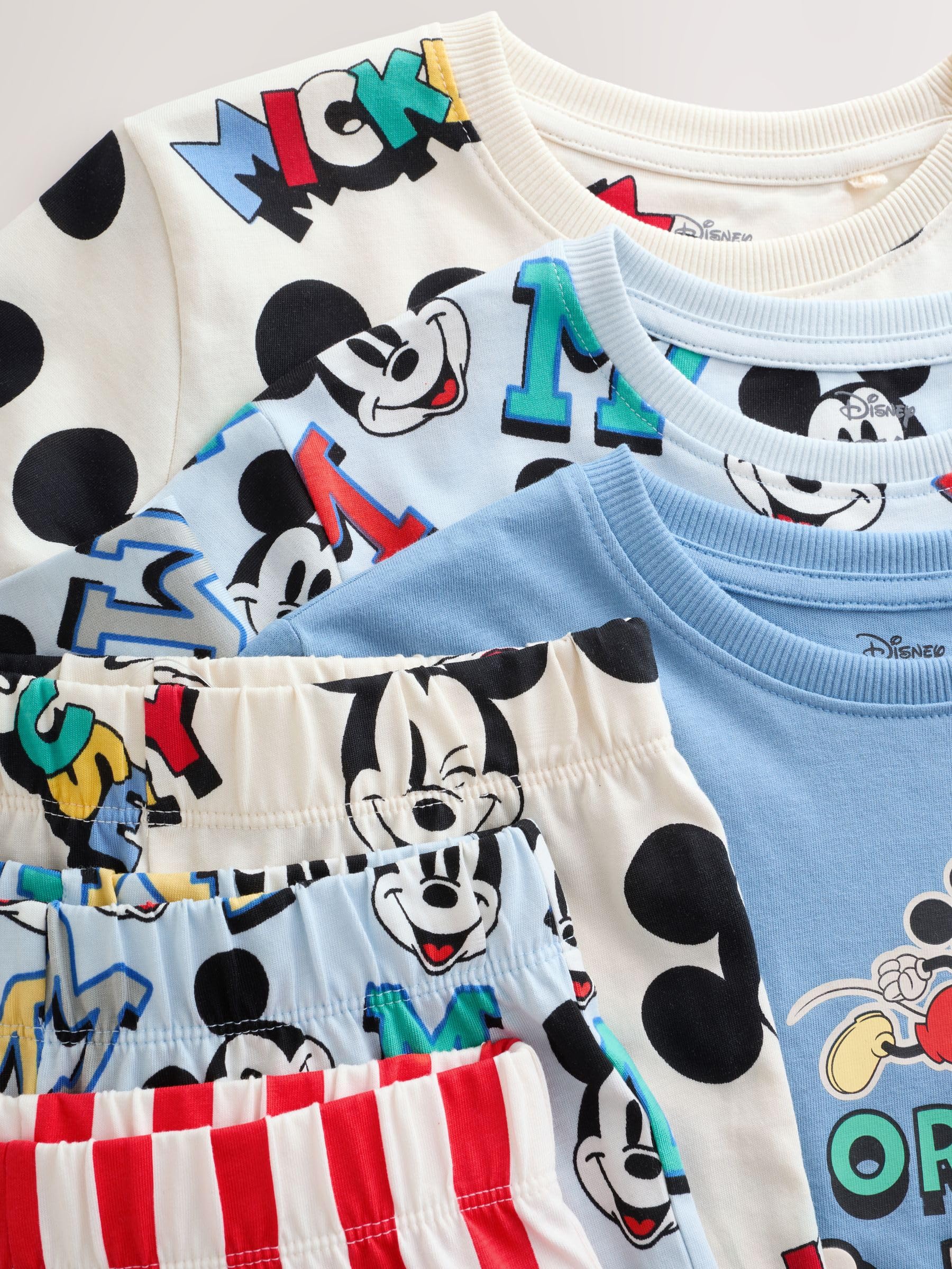 NEXT Jungen 3er-Pack Kurze Schlafanzüge, Mickey Mouse
