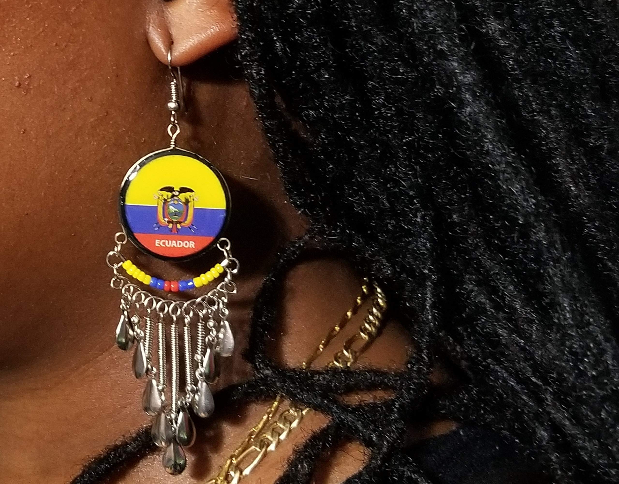 Boucles D'Oreilles Drapeau Brésil - Clous D'Oreilles Verre Artisanal Fierté Brésilienne