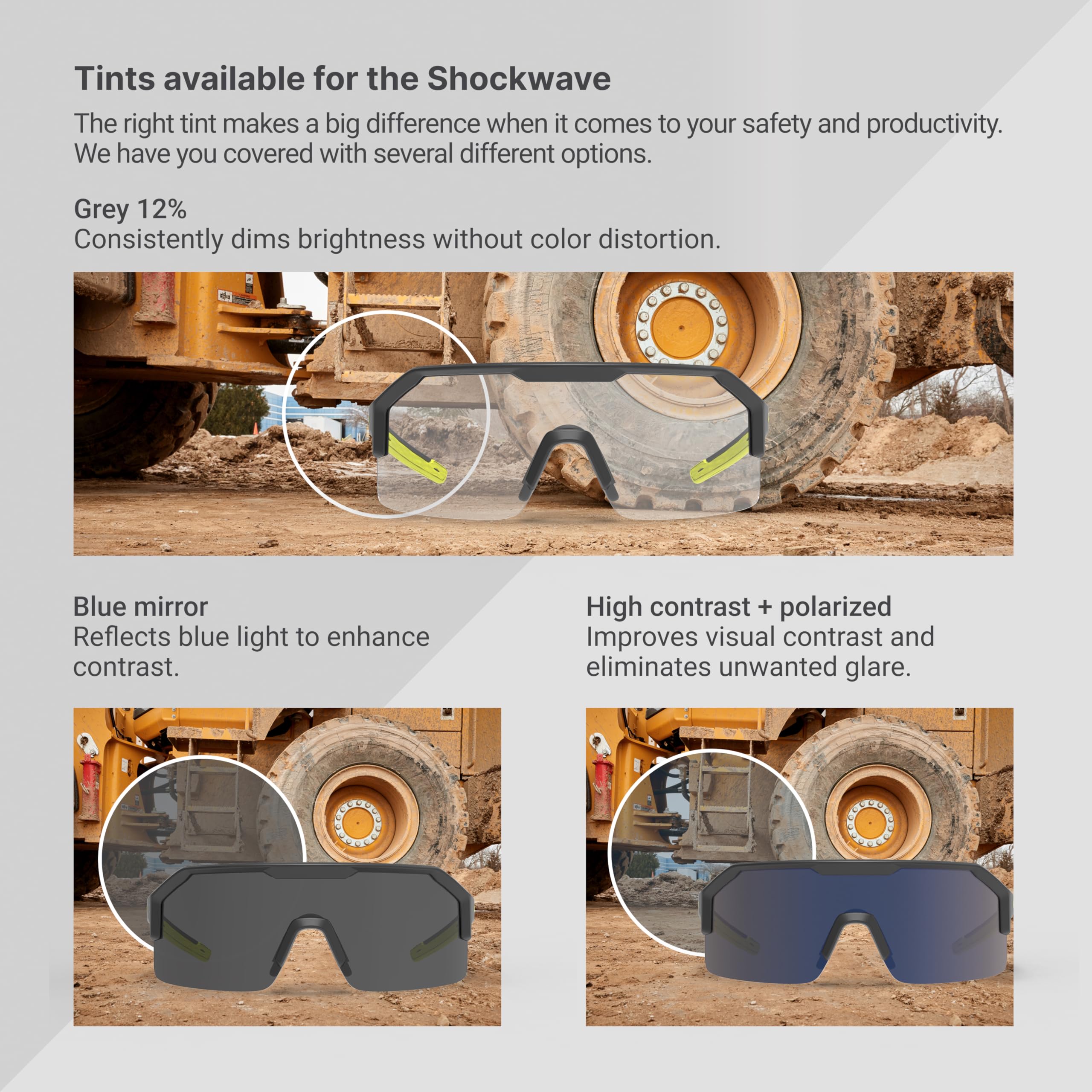 HexArmor Shockwave - Gafas de trabajo de seguridad | ANSI Z87+, UV, antivaho, polarizadas