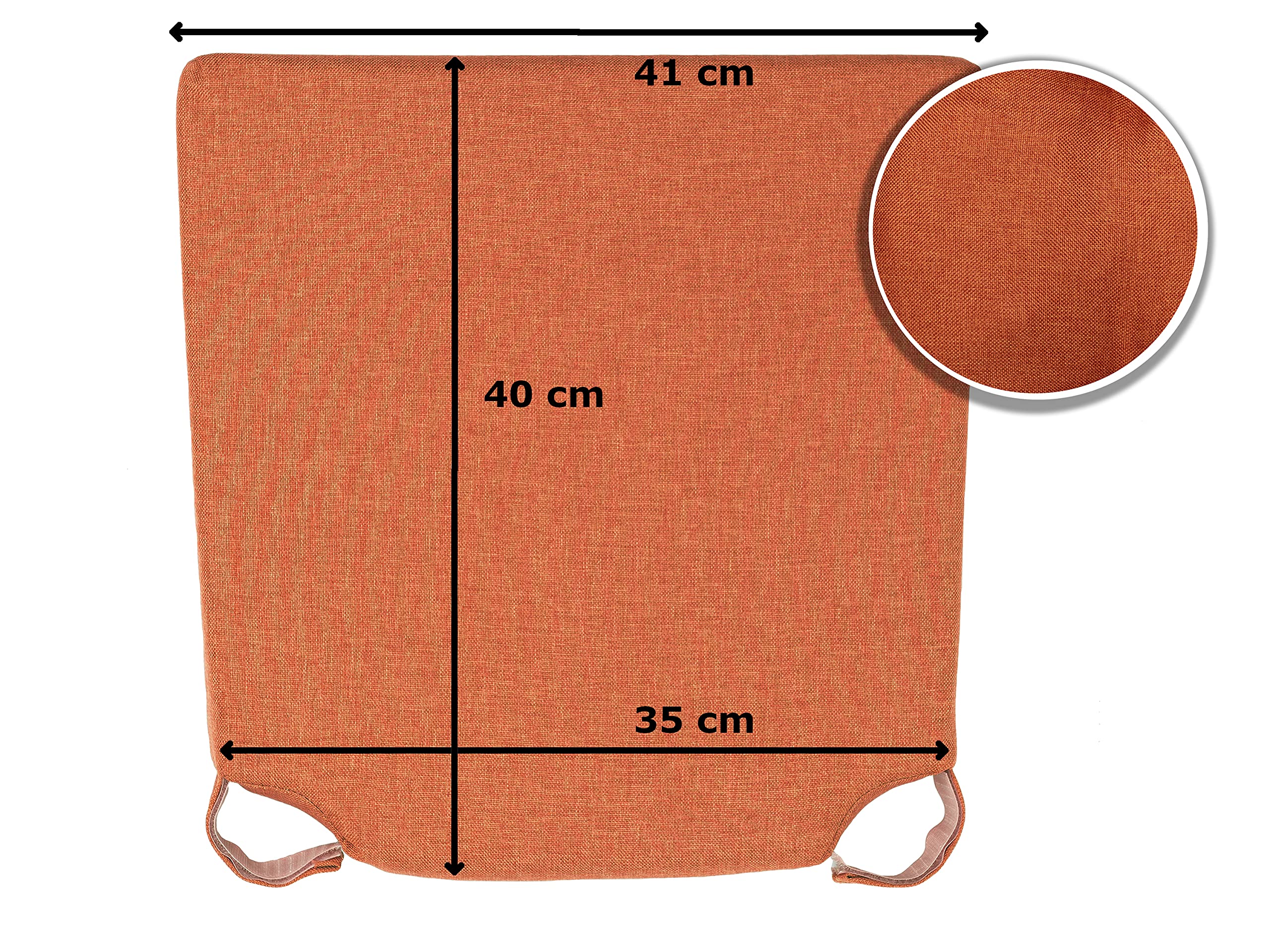 sunnypillow 4er Set Stuhlkissen mit Klettverschluss Polsterauflage Auflage für Stühle - Indoor/Outdoor - Sitzkissen Sitzauflage - Maße: 42 (vorne) | 35 (hinten) x 40 x 5 cm - Orange