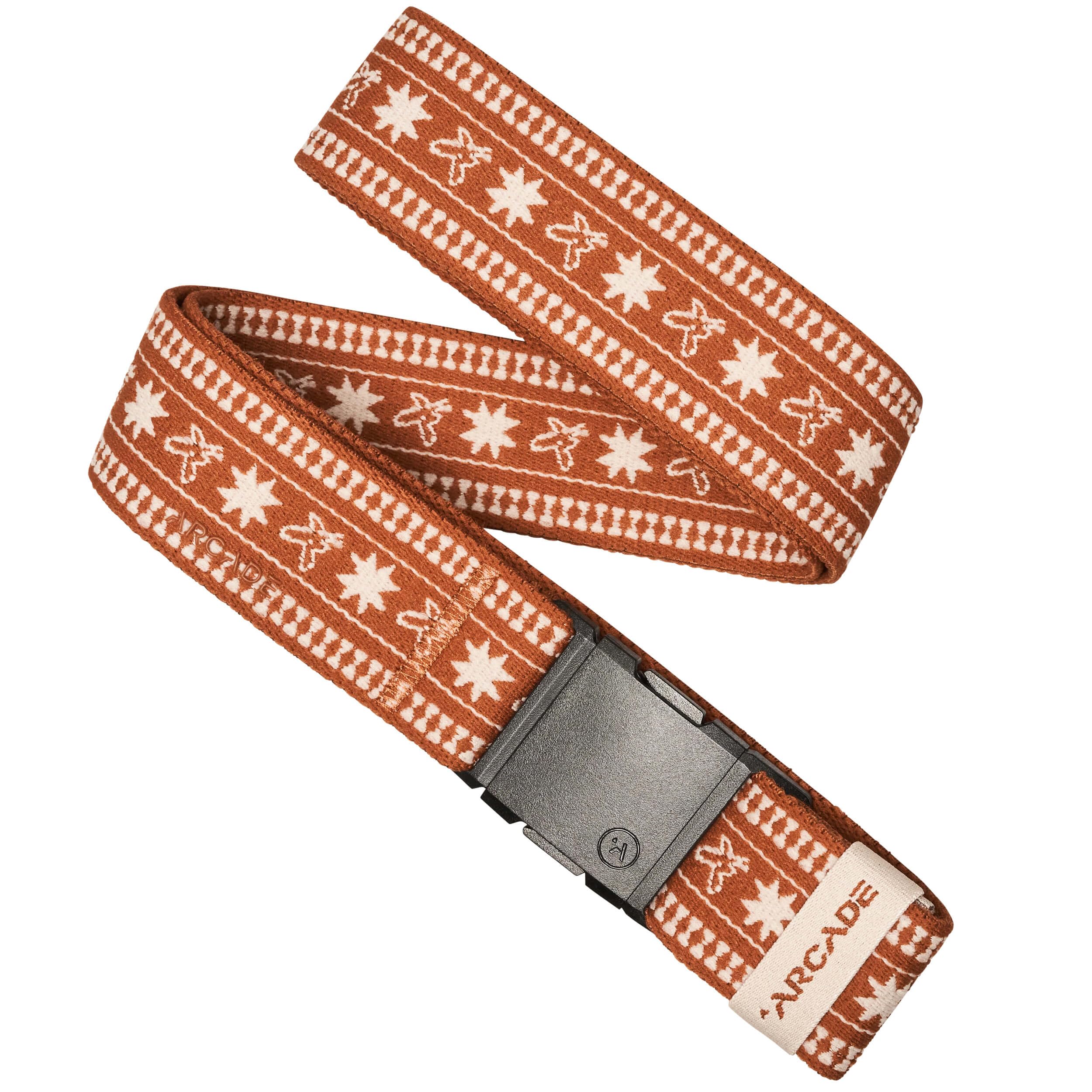 Arcade Belts A2 Unisex Adventure Belt: Heavy Duty Stretch, Metal Free Buckle, Wild Rag - Bay, Standard (Up to 40"); 1.5" Wide