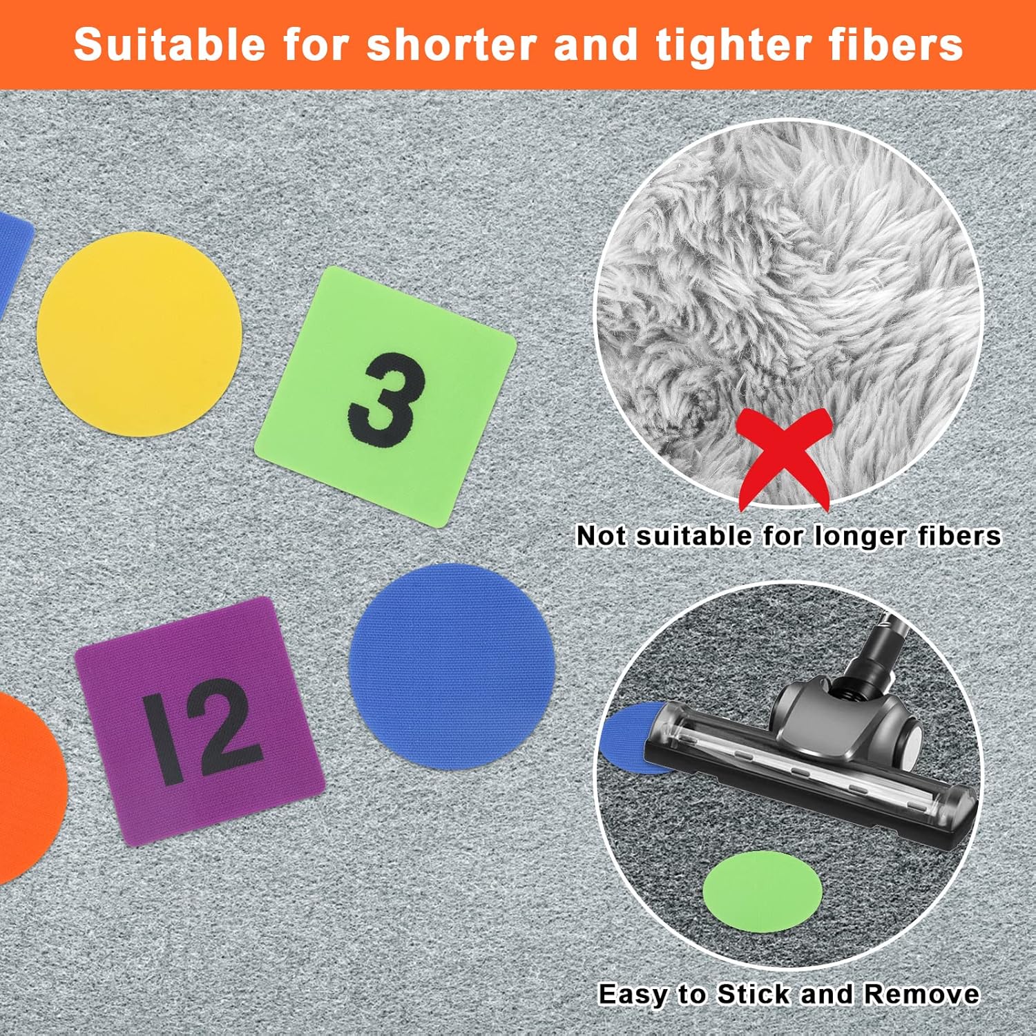 72Pcs Carpet Spot Markers, Windspeed 6 Colors Carpet Markers for