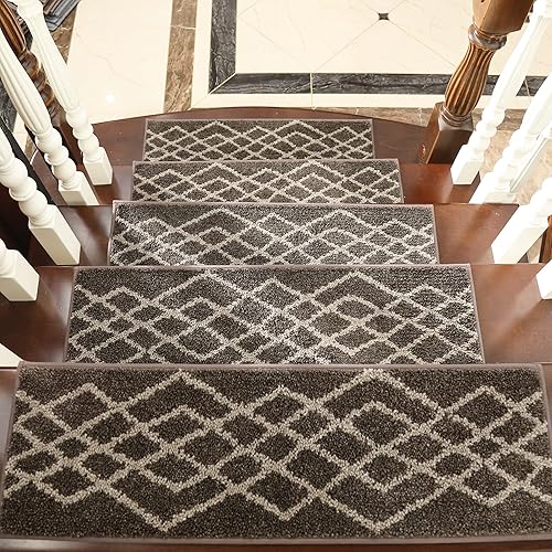 Miniatura 10 de COSY HOMEER Alfombra antideslizante suave de 28 x 9 pulgadas, para interiores en peldaños de madera, alfombras para niños y perros, 100 % poliéster,