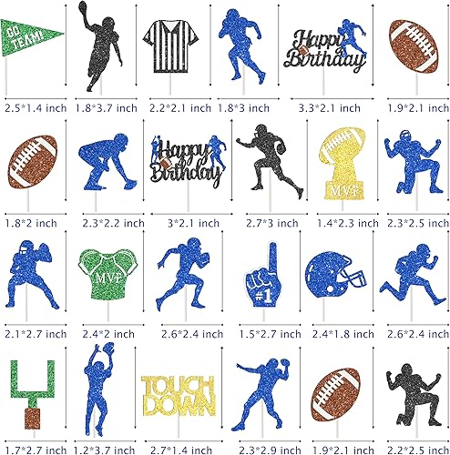 Miniatura 5 de 24 decoraciones de fiesta de fútbol con purpurina para cupcakes, decoración de fiesta de cumpleaños, decoración de pastel de rugby para jugadores de