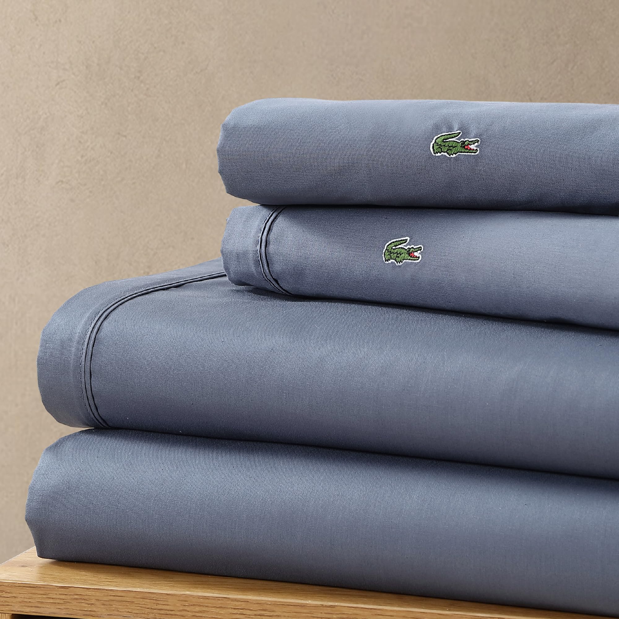 Lacoste Komplet prześcieradeł, bawełna, vintage, indygo, pełny