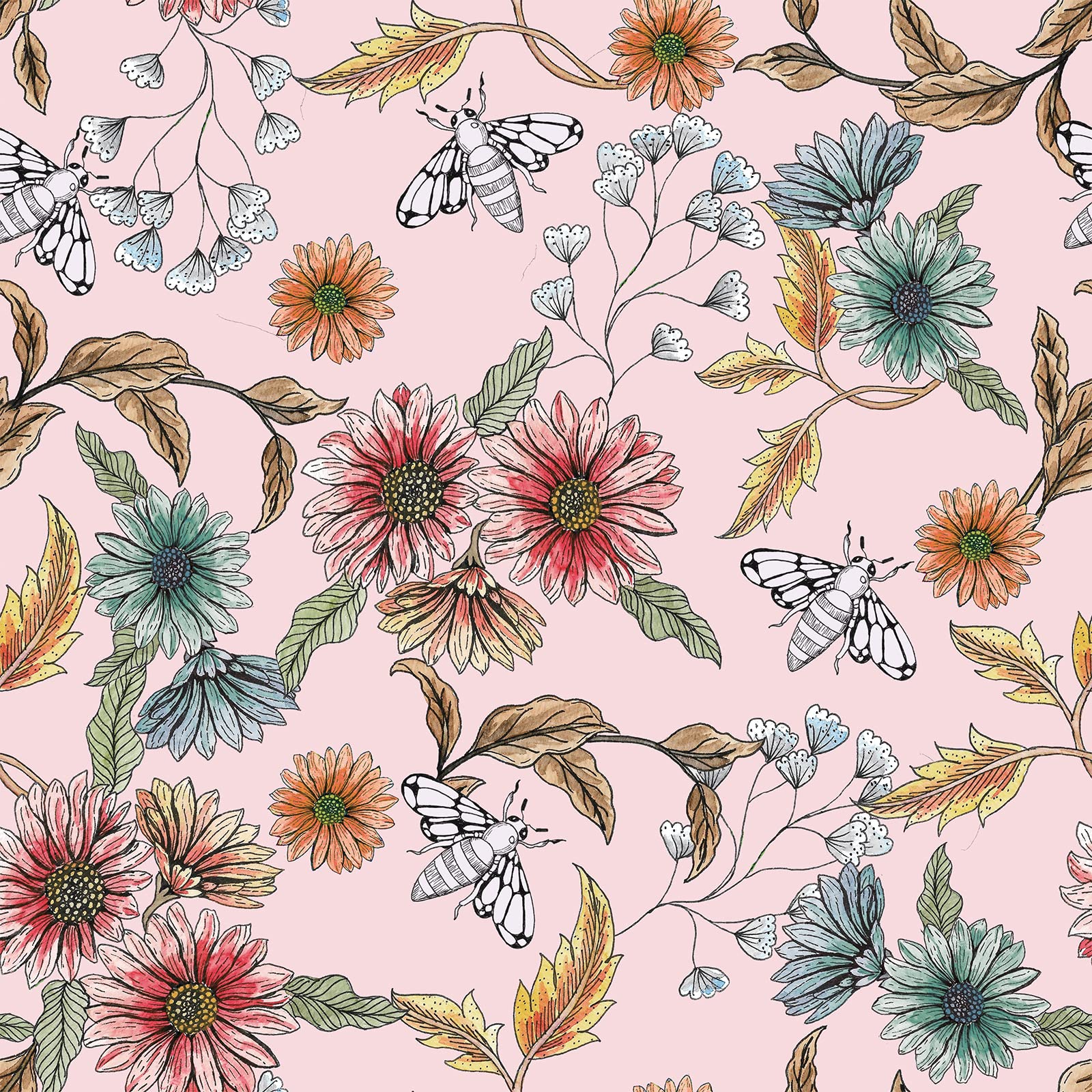 Papier peint adhésif repositionnable vinyle floral vintage 45x900 cm décoratif et lavable