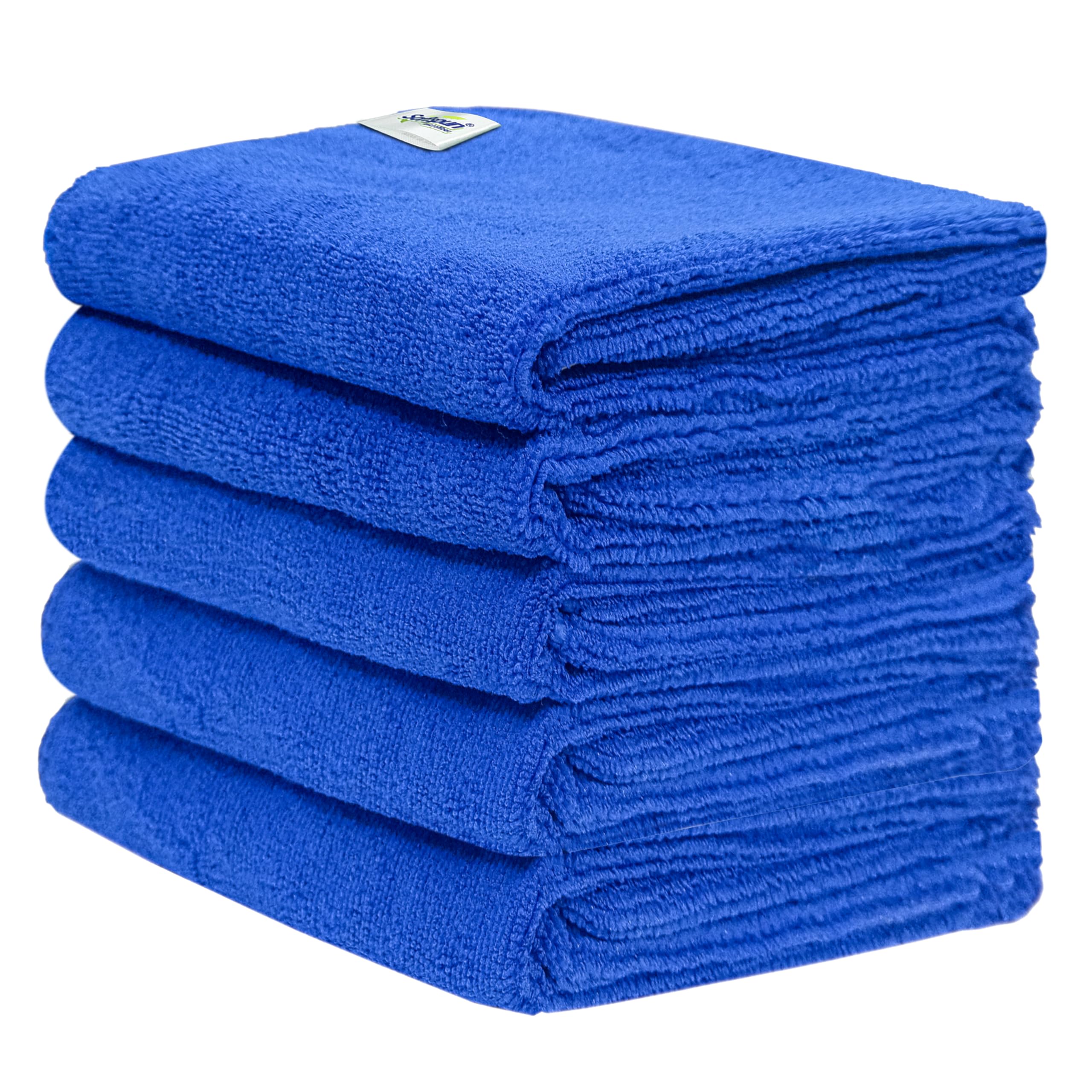 SOFTSPUN Microfiber Cloth (5pcs - 40x60cms -340GSM) Blue, Super Soft Absorbent Cleaning Towels Cleans & Polishes Everything in Your Home.