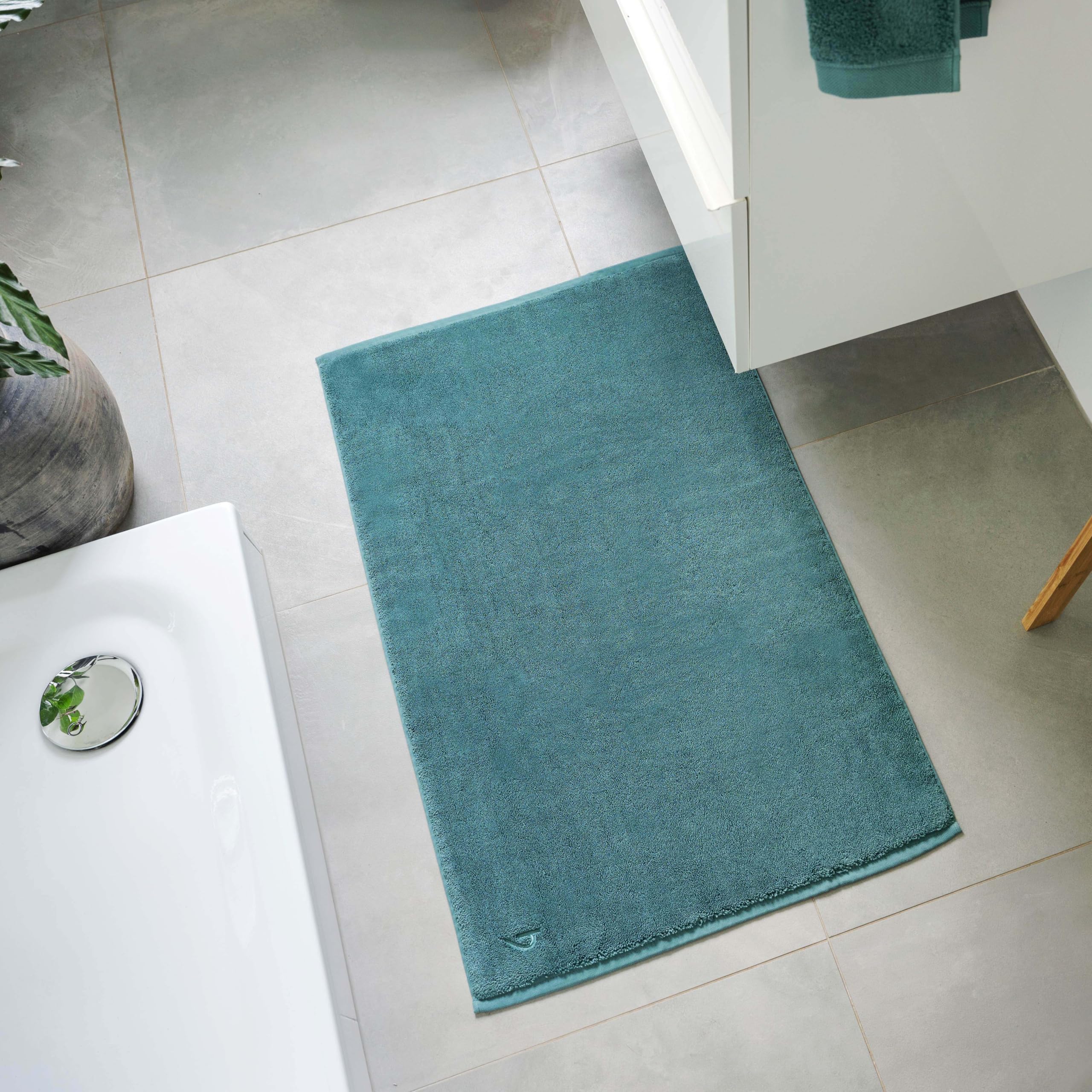 herzbach home Lot de 2 tapis de bain de qualité supérieure PURA - 50 x 70 cm - 100 % coton - Couleur : beige