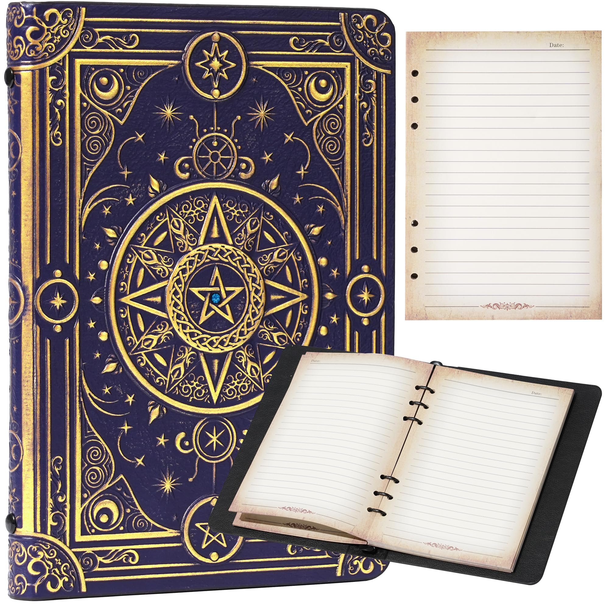 Soar Forge Magic Notebook - Navy Bronze & Blue Crystal + A5 100-Sheet Paper Refill