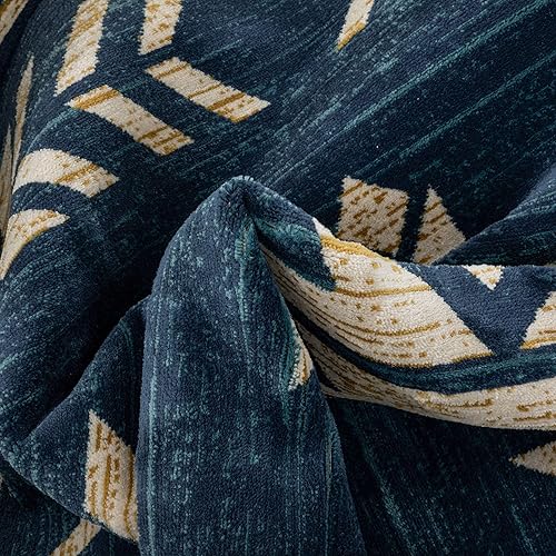 Miniatura 7 de Well Woven - Alfombra con medallón tribal del suroeste en azul cantón, carmesí