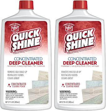 Quick Shine Hardwood Floor Luster 64oz, 2Pk | Plant-Based Cleaner & Polish w Carnauba | Simply Squirt & Spread | Don't Refinish It & Multi Surface Deep Floor Cleaner and Wax Remover 27oz, 2Pk