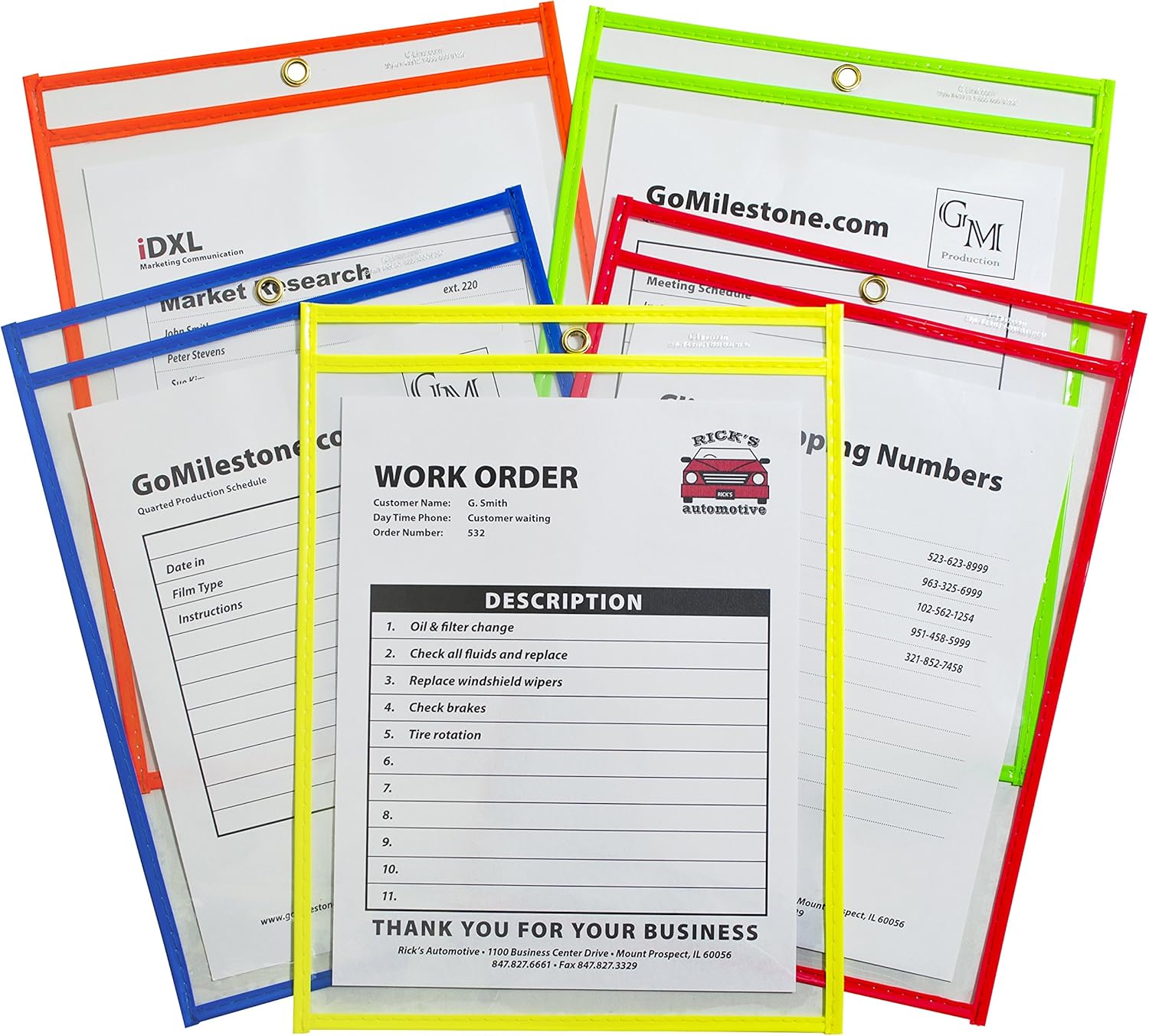 C-Line Neon Stitched Shop Ticket Holders, Assorted Neon Colors, 9 x 12 Inches, 10 per Pack (43920) : Office Products