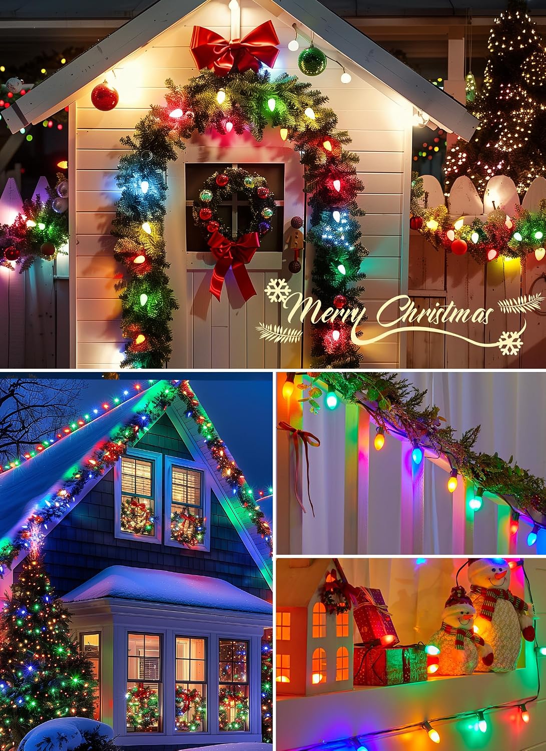 Vintage C9 LED Christmas Lights Outdoor, 100 Feet C9 String Lights with 50 Shatterproof C9 Bulbs, Waterproof Connectable Christmas Tree Lights for Outside Roofline Patio Xmas Decorations, Multicolor