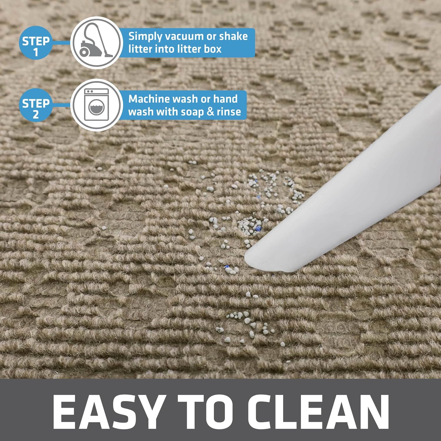 Drymate Cat Litter Box Mat, Litter Trapping Mat, Waterproof, Urine-Proof, Absorbent, Machine Washable, Soft on Paws, Contains Mess, Protects Floors, Kitten Supplies, Tan, 28x34 XL