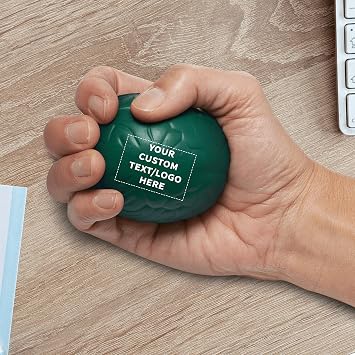 Custom Brain Squeeze Balls Set of 50, Personalized Bulk Pack - Stress Relief, Perfect for Your Desk, Office or Home - Green