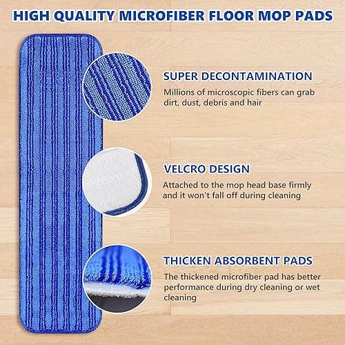 Miniatura 3 de TINA&TONY Almohadilla de limpieza de microfibra para trapeador Bona, almohadillas de repuesto para trapeador, almohadillas de limpieza en húmedo
