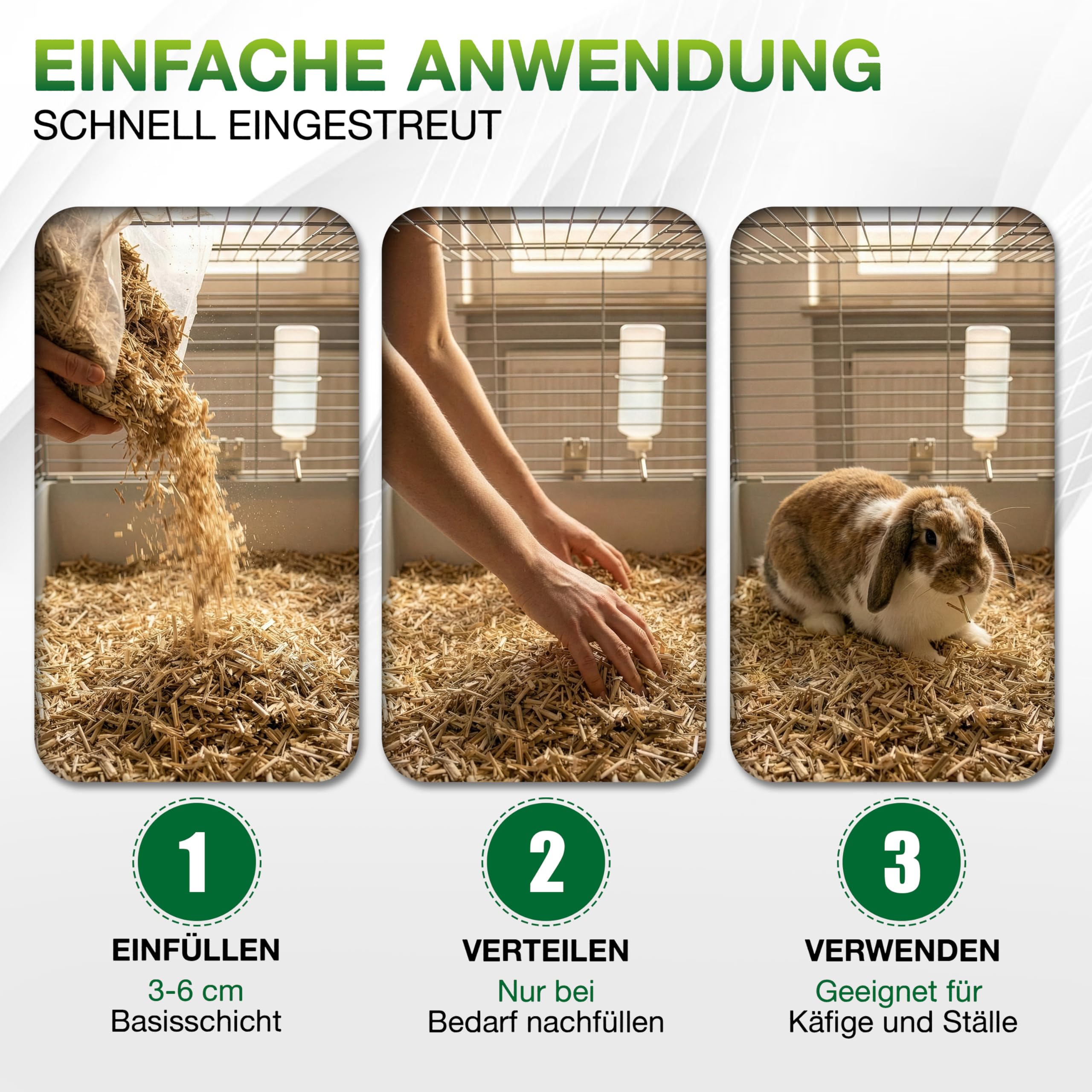 Kleintier-Einstreu Häckselgut Häcksel aus Miscanthus/Elefantengras für Hasen Kaninchen Maus Vogel Meerschweinchen - Kleintierstreu / Hamsterstreu statt Stroh- u. Hobelspäne für Käfig & Stall (2x 170l)