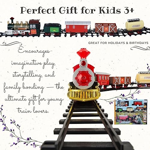 Miniatura 8 de Enchanting Christmas Express - Juego de tren de juguete con pilas, juego de 16 piezas de tren de juguete para vacaciones mágicas, cumpleaños