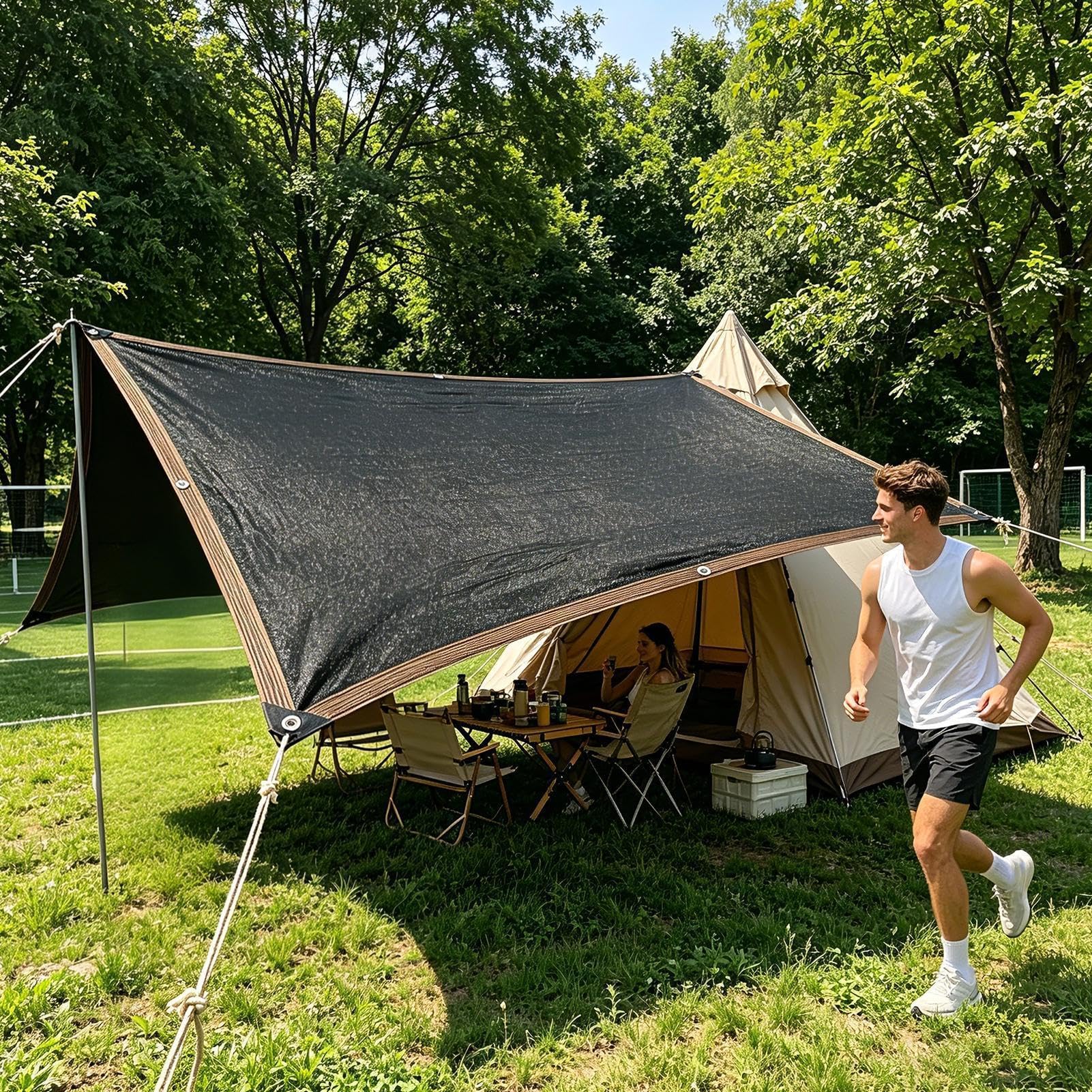 Siatka zacieniająca 600x300 cm Siatka UV z oczkami | z Przelotkami Tarasowy Parasol Słoneczny Rośliny, warzywa, basen, staw