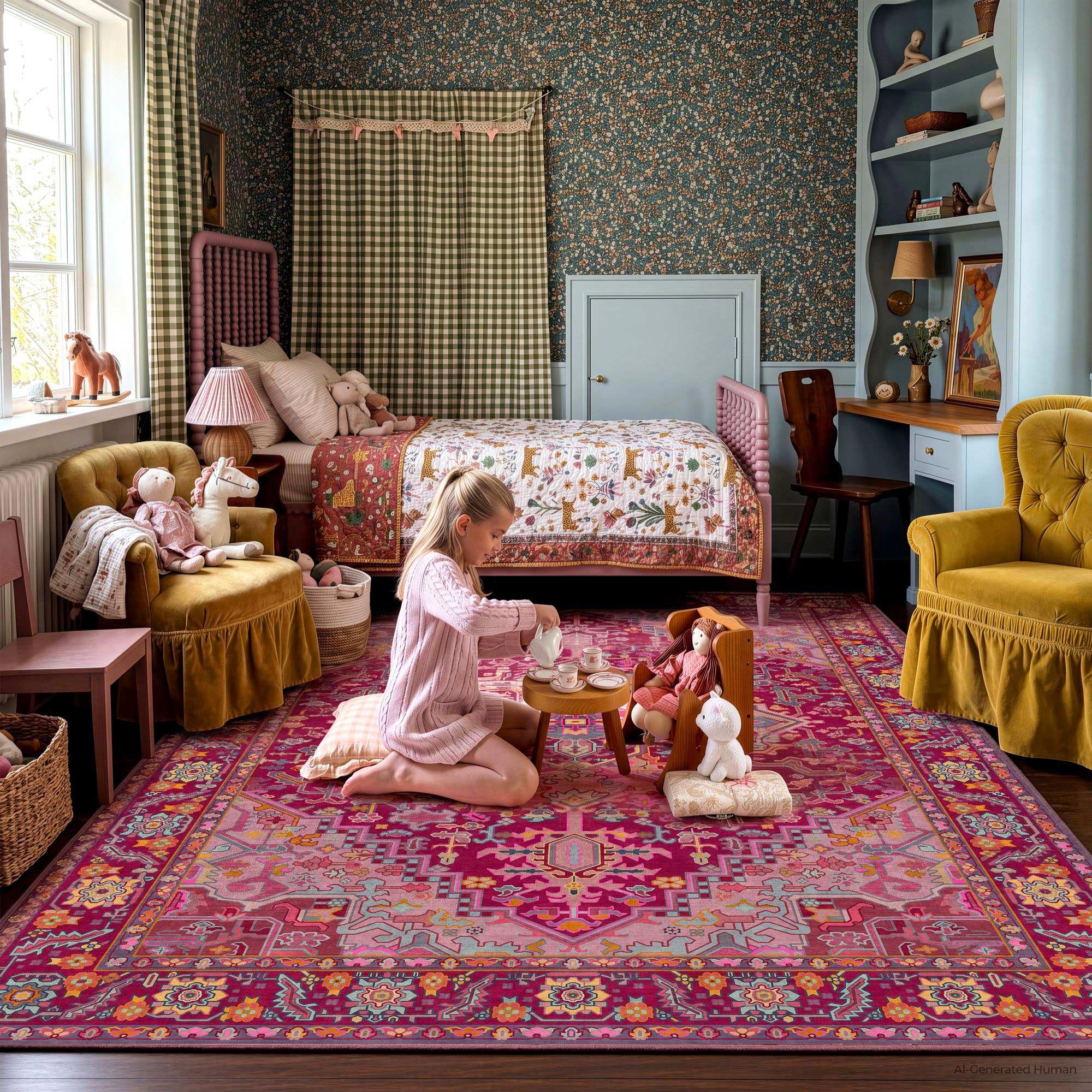 6x9 Magenta Fuchsia Hot Pink Vintage Boho Oriental Soft Washable Area Rug