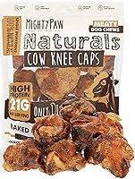 Mighty Paw Naturals Cow Knee Cap Dog Bones - 100% Grass-Fed Beef Knuckle Treats, Meaty 2-in-1 Chews (8 Pack)