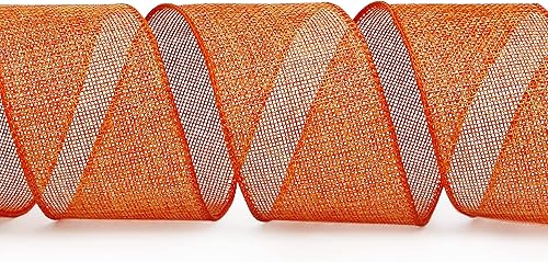 Vista 11 de Ribbli Cinta con alambre de arpillera azul marino, 2-1/2 pulgadas x 10 yardas continuas, cinta con borde con alambre para lazo grande, corona