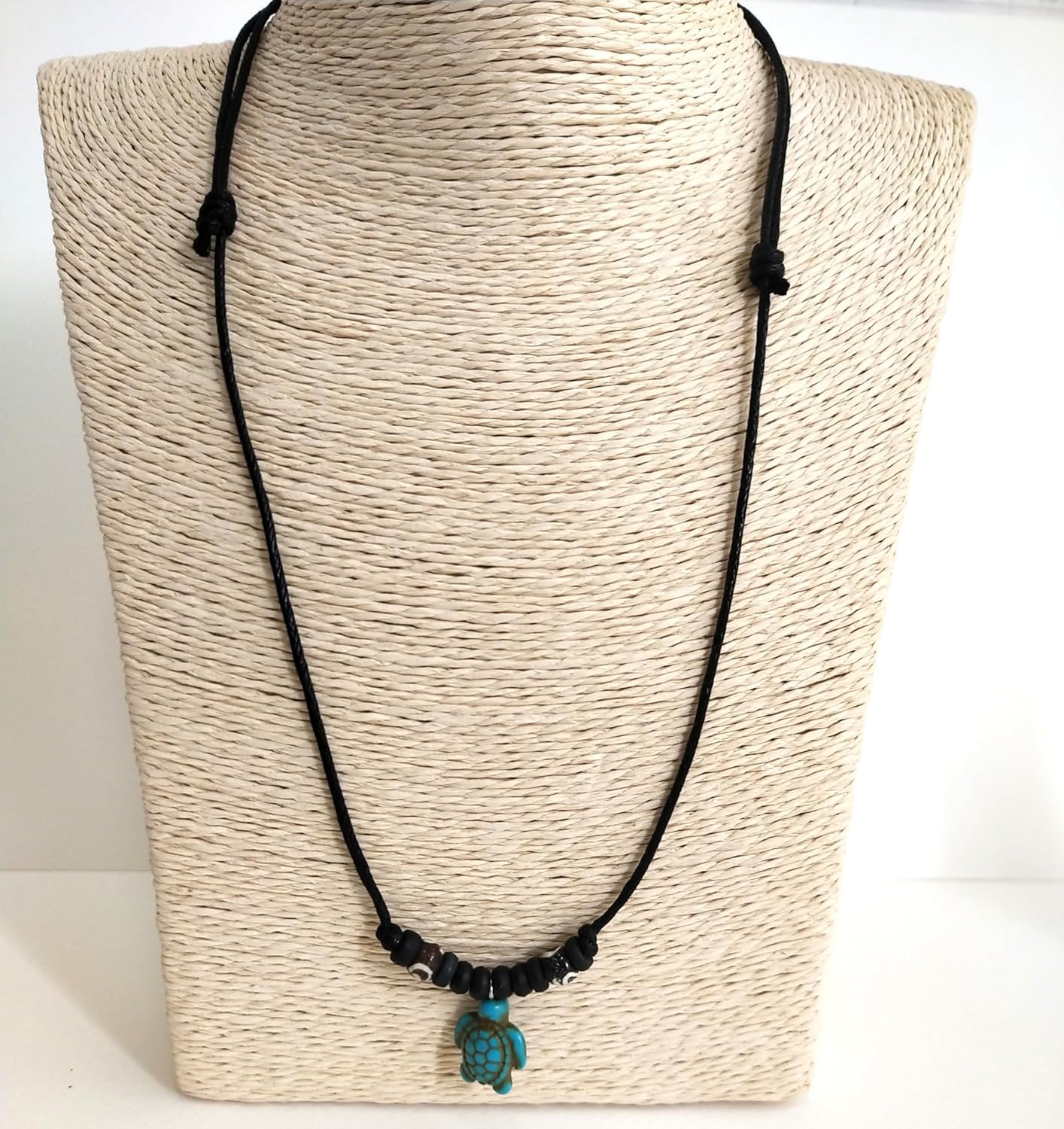 Sea Turtle Lucky Turquoise Color Pendant with Black Adjustable Cord Necklace for Boho Unisex Jewelry N-105 - Image 6