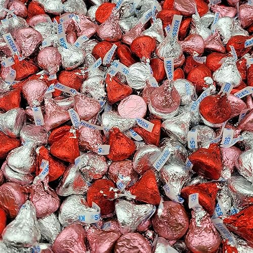 Miniatura 2 de Hershey's - Caramelo de chocolate con leche para el día de San Valentín, papel de aluminio rojo y plateado, para el día de San Valentín, besos a