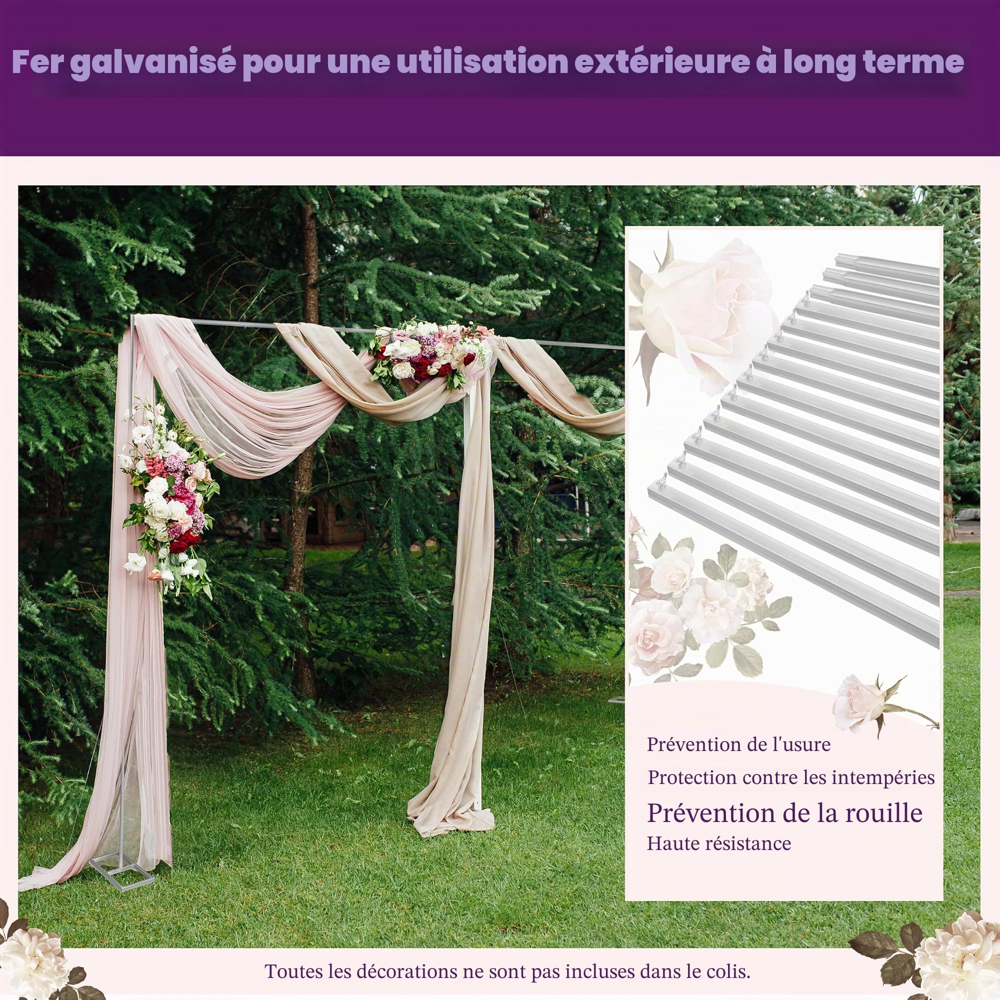 Support de toile de fond de 3 x 6 m avec base, ferme et stable, pour décorations de mariage, fête d'anniversaire