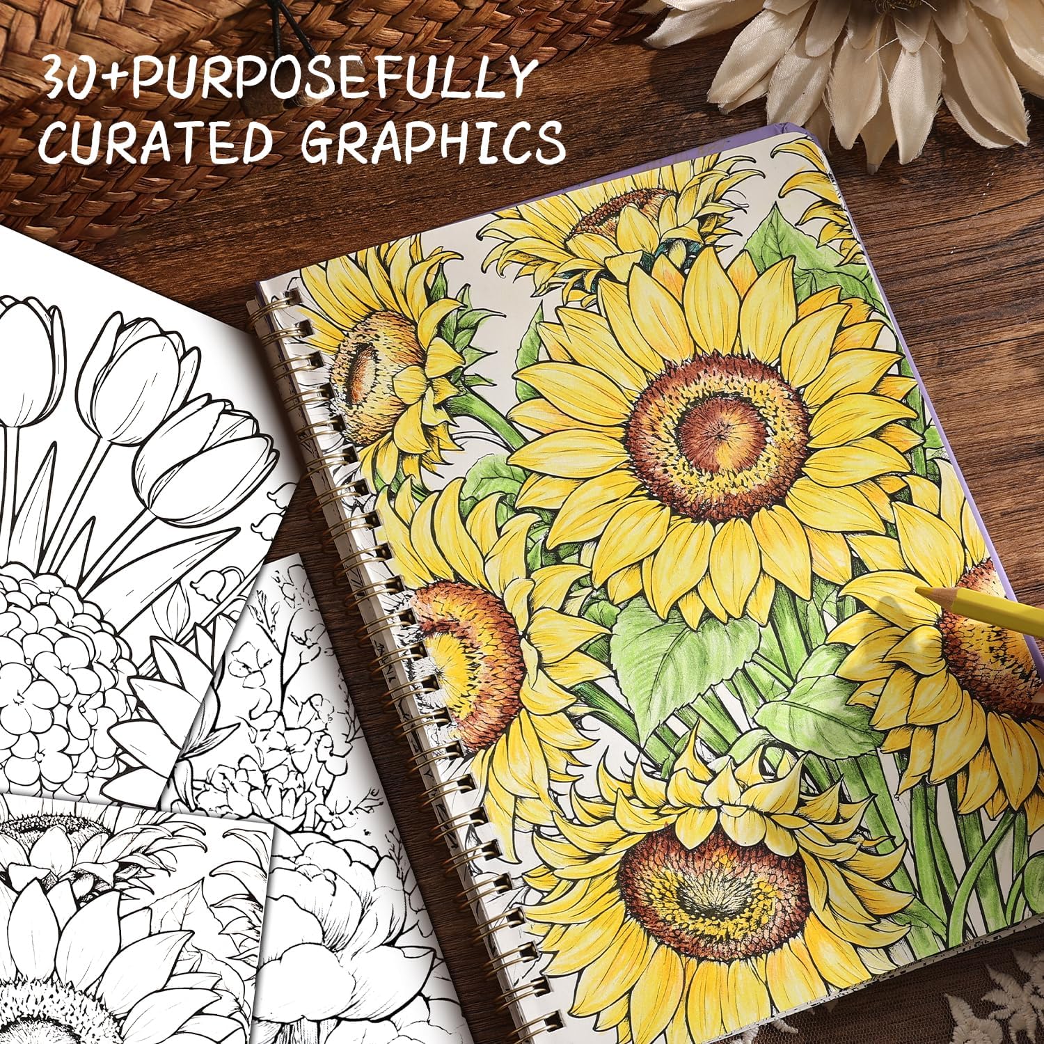 Women's Coloring Book 30 Pages Flower Pattern Coloring Books for Adults to Relax and Relieve Anxiety, Gift for Mother's Day, Birthdays, Christmas, Anniversaries - Image 7