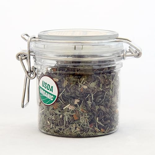 Miniatura 3 de Grindstone, té verde de cúrcuma orgánica, té verde de Ceilán de hoja entera con raíz de cúrcuma, grosella espinosa india, citronela, tarro de PET