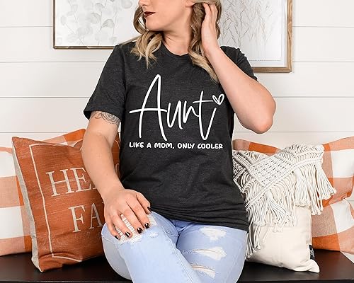 Miniatura 4 de Auntie Shirt, Like A Mom Only Cooler Shirt, Baby Announcement for Aunt, Funny Aunt Shirt