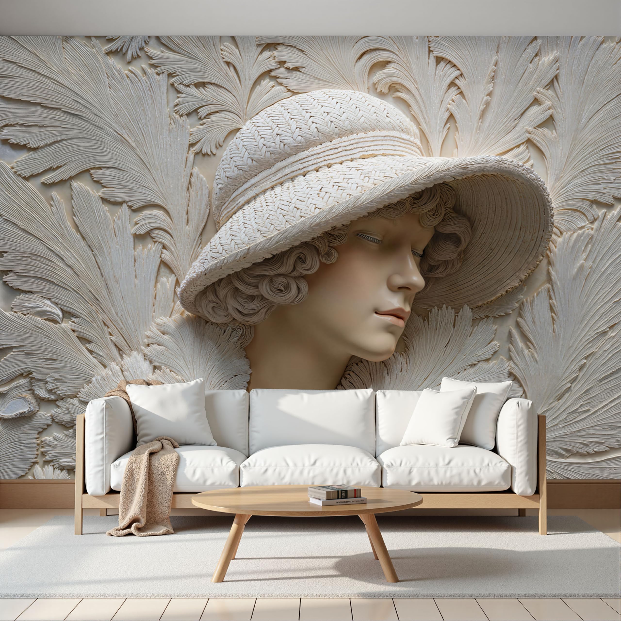 Papier peint portrait en relief 3D trompe l'œil chic haut de gamme