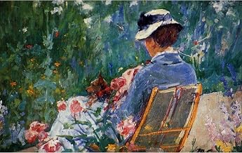 Lydia Seated in The Garden with a Dog in Her Lap by Mary Cassatt