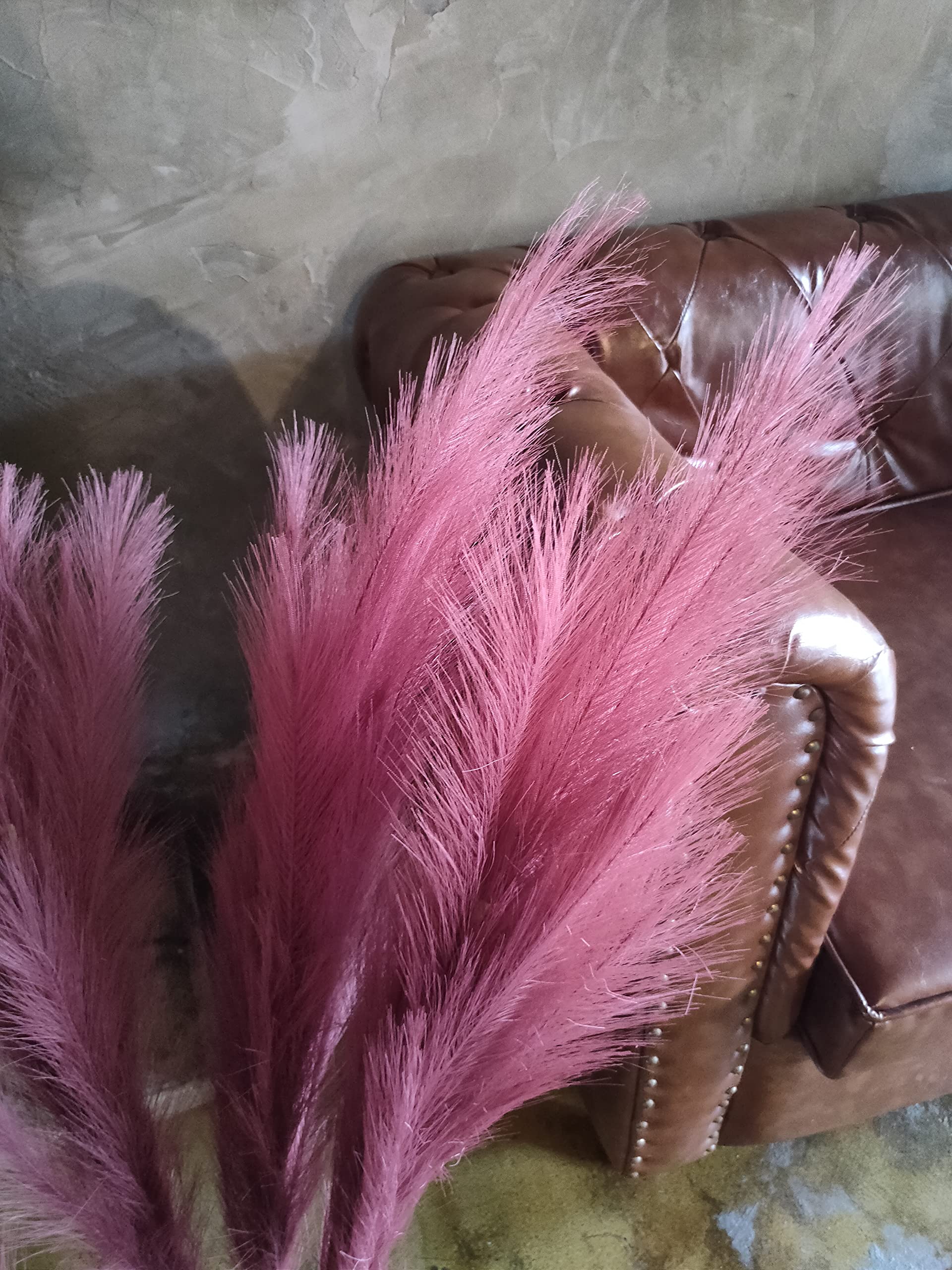 Pampas Grass Decor Tall,8pcs 43.3"/110cm Large Pampas Floral Fluffy,Long Feather Flowers for Boho Wedding Arangement Bedroom Living Room Decorations (burgundy red - Image 4