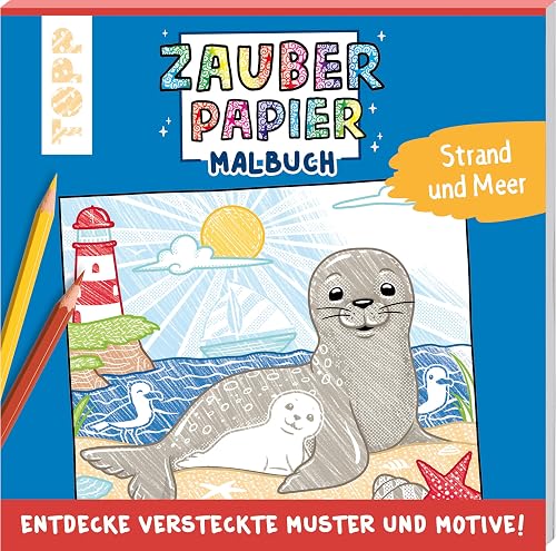 Zauberpapier Malbuch Strand und Meer: Entdecke versteckte Muster und Motive!