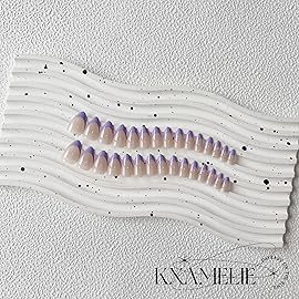 Purple French Tip Press On Nails - Almond Shape, 30pcs, 15 Sizes, DIY Acrylic Gel Finish, Natural Thick Extra Short