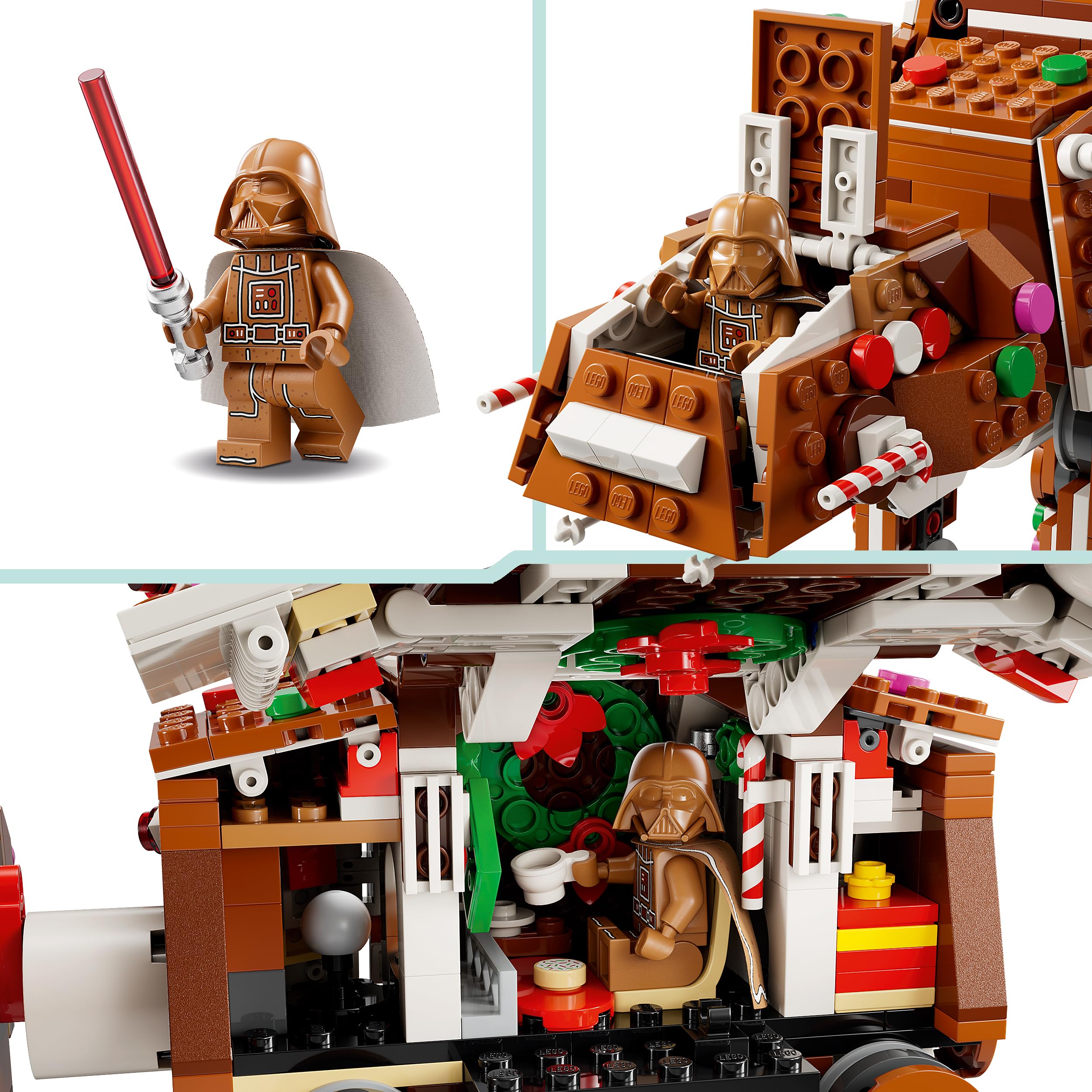 LEGO Star Wars AT-AT Walker Façon Pain d’Épices - Jouet - Loisirs Créatifs de Noël pour Enfant - Minifigurine de Dark Vador avec Sabre Laser - Décoration Festive - Cadeau Garçon 10 Ans ou Fan 40806