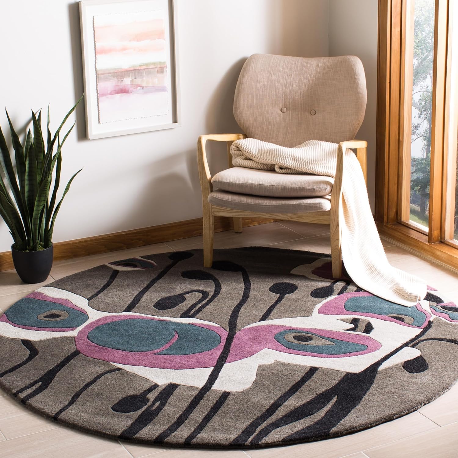 SAFAVIEH Soho Collection 2'6" x 8' Grey/Blue SOH853A Handmade Abstract Premium Wool Runner Rug