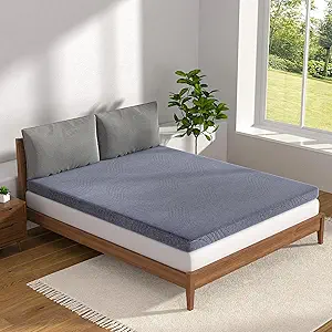 VECELO Gel Infused Memory Foam Mattress Topper Queen Size, 4 Inch Fresh Cooling Mattress Pad with Washable Cover for Queen Mattress, Pain Pressure Relieve Bed Topper, Breathable, Comfort