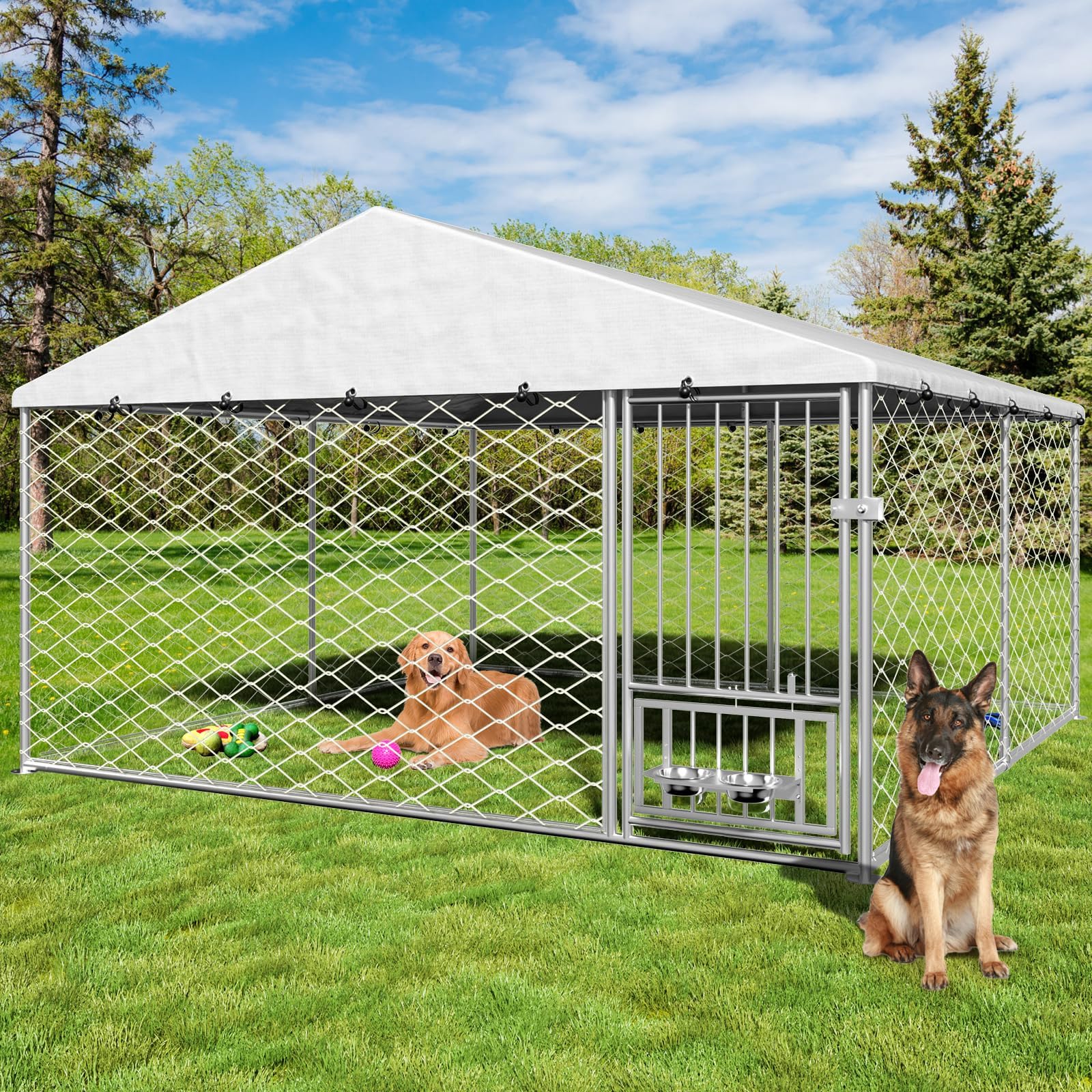 Yafylly 10x10 Large Outdoor Dog Kennel with Roof, Heavy