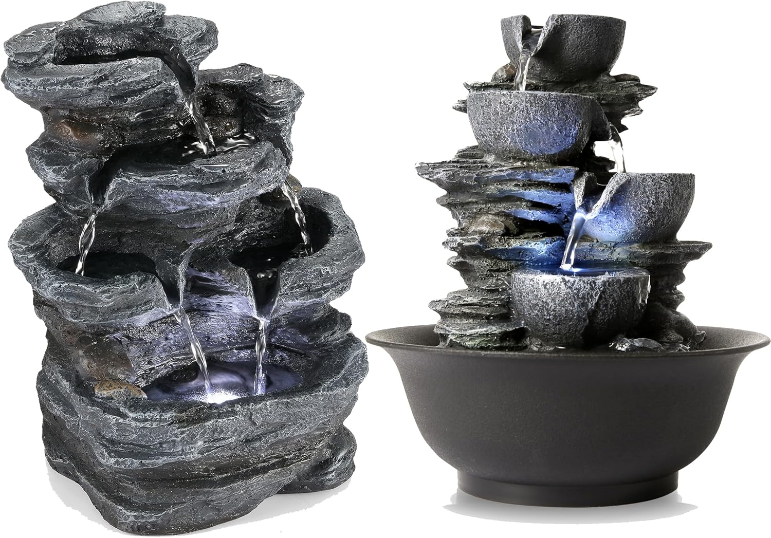 WICHEMI Indoor Fountain Tabletop Fountain Waterfall Fountains Relaxation Water Feature Feng Shui Zen Meditation Desktop Fountain for Home and Office Indoor Spaces Decor (Style 15+Style 20)