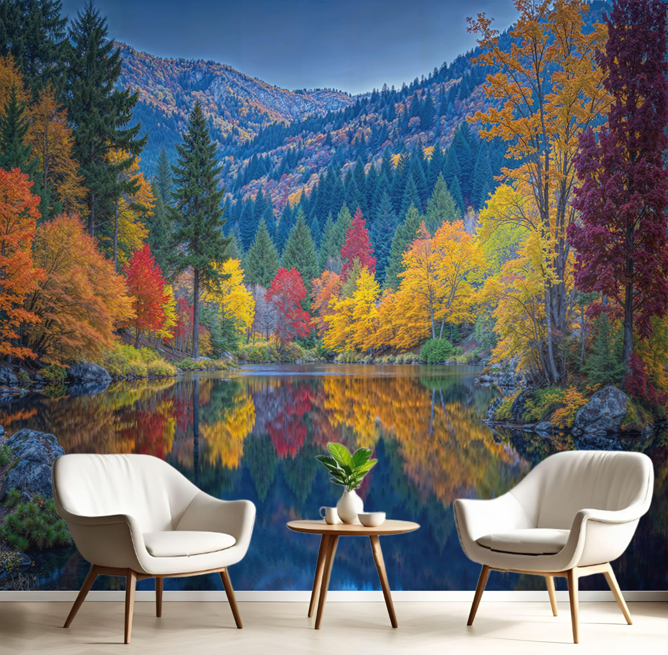 Papier peint intissé forêt d'automne 300x210cm pour salon