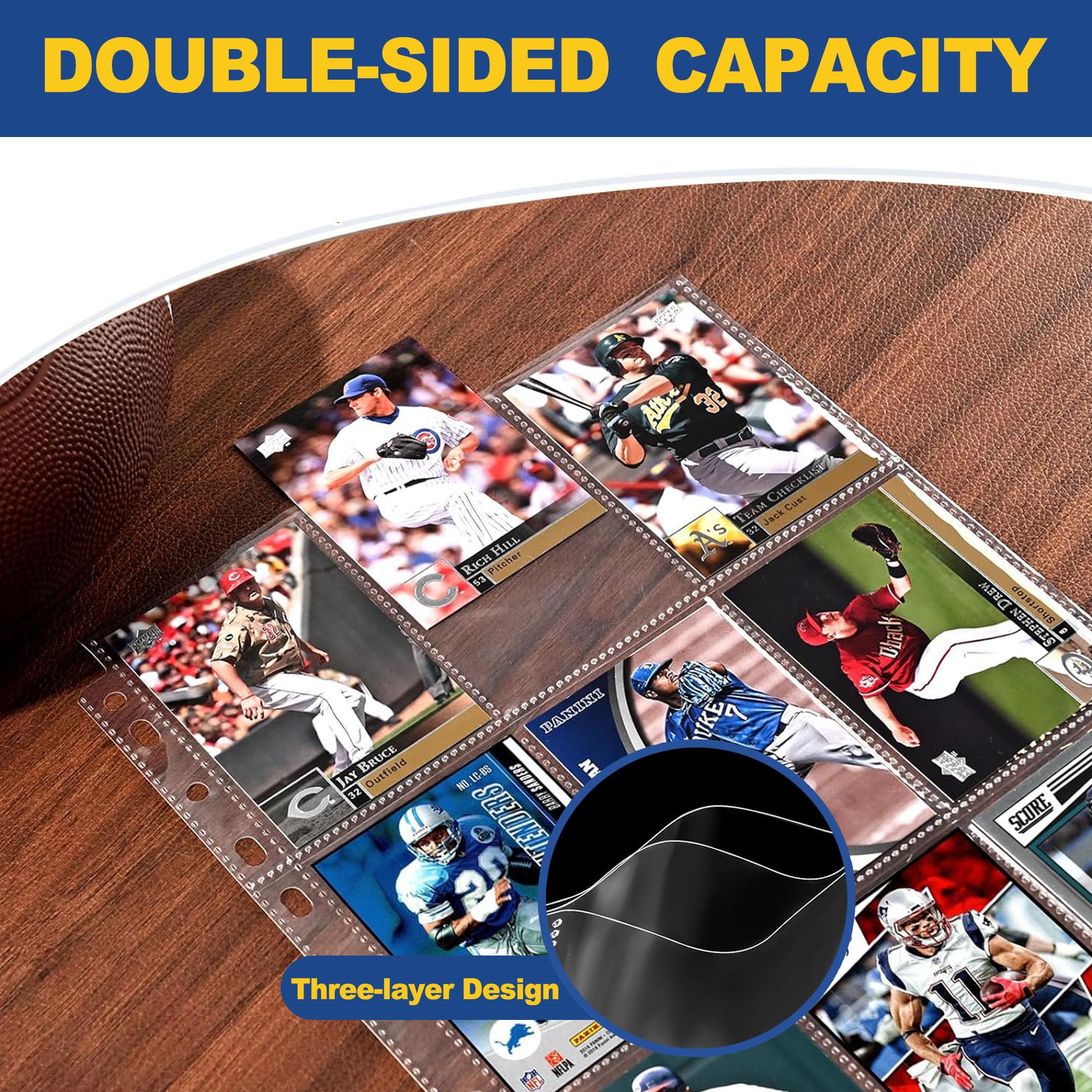 30 Pack 9 Pocket Page Protector, 540 Double Side Trading Card Sleeves Pages Baseball for 3 Ring Binder - Image 3