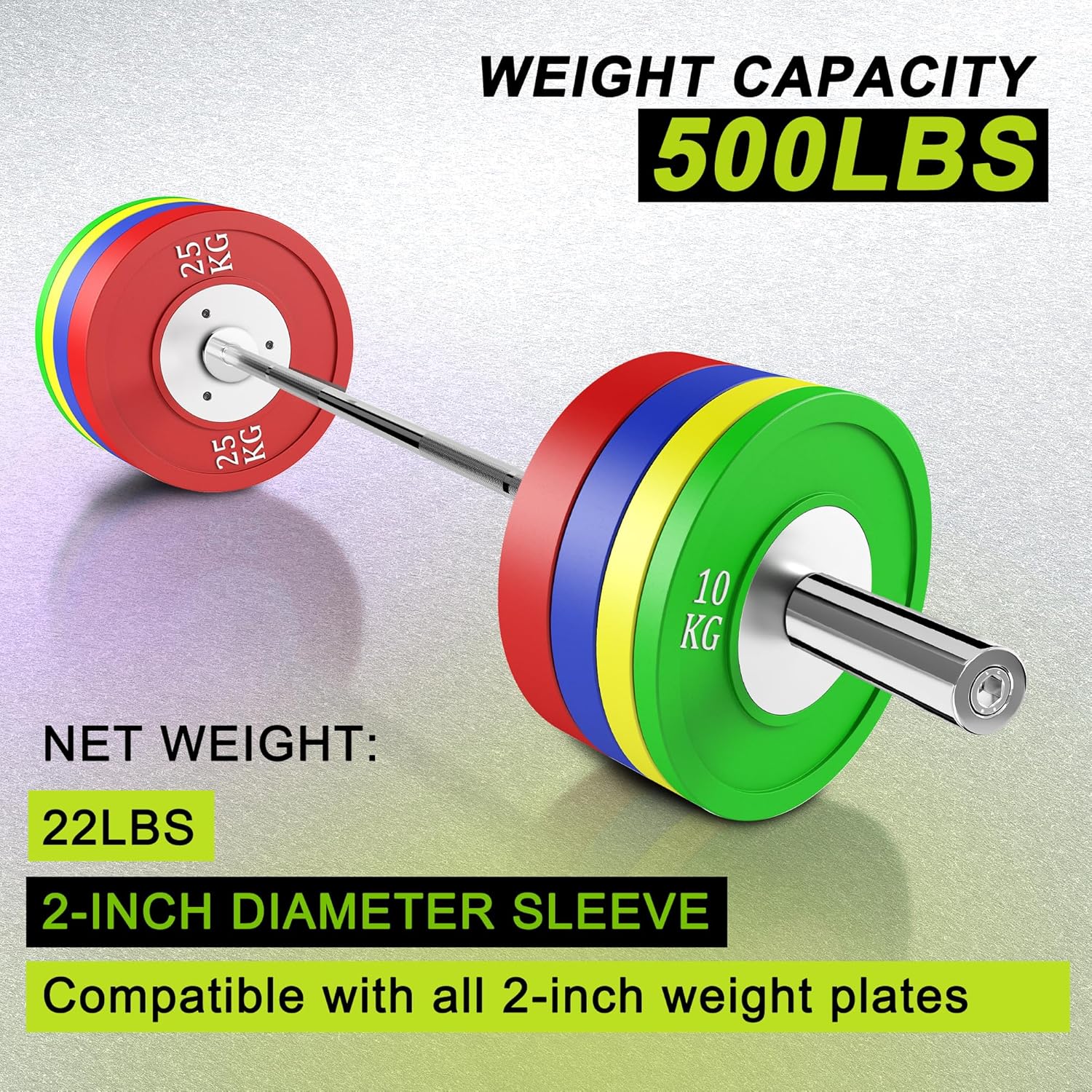 Olympic Barbell With EZ Curl Bar - 2 Inch Sleeve, Knurled Grip, Bearings - Weightlifting Bar for Strength Training, Home Gym Use