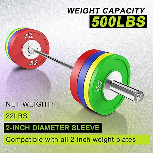 Miniatura 9 de Olympic Barbell Bar EZ Curl Bar Weightlifting Barbell Olympic Weight Bar 2 Inch Sleeve Barbell Knurled Grip Barbell Olympic Barbell with Bearings